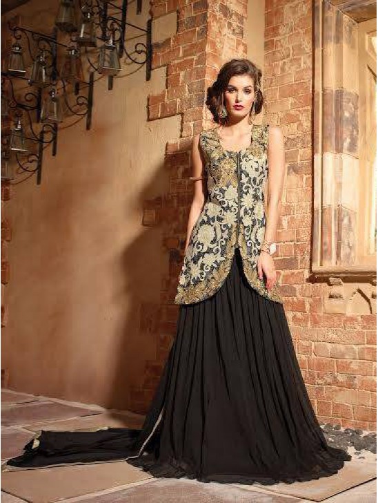 MN2706 BLACK MAISHA NEERJA GEORGETTE ANARKALI SUIT