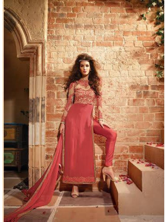 MN2709 PEACH MAISHA NEERJA GEORGETTE SUIT