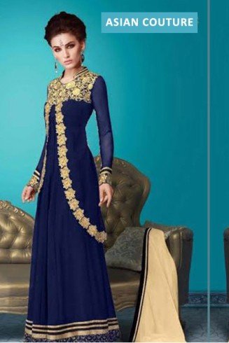Royal Blue Embellished Anarkali Suit