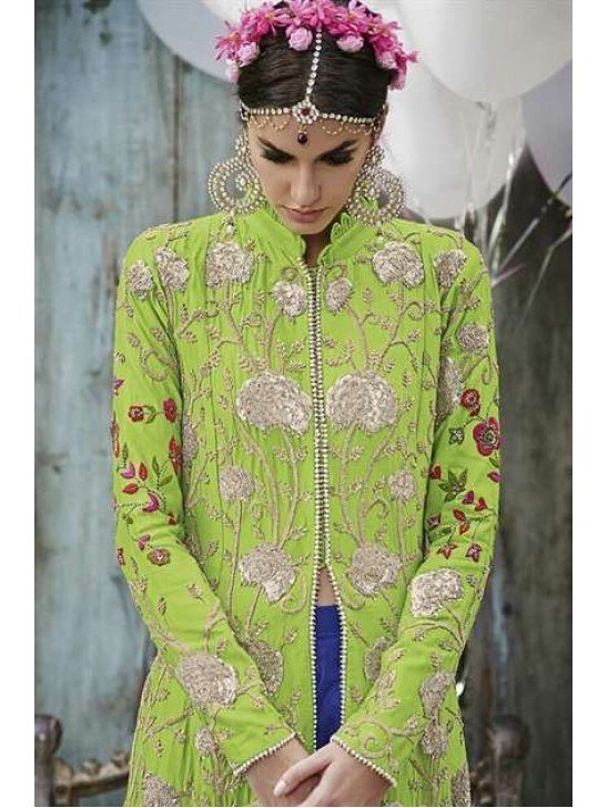 M24003 LIGHT GREEN MOHINI HEAVEY EMBROIDERED ANARKALI DRESS