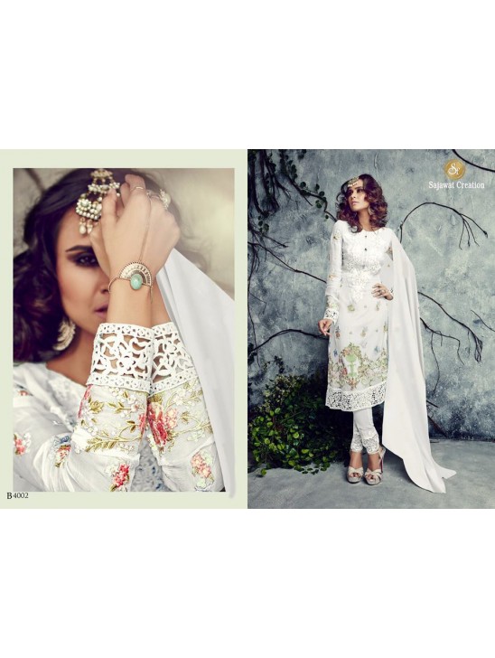 White Designer Maria B Style Pakistani Suit