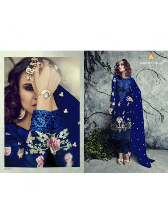 Blue Pakistani Designer Suit Maria B Style