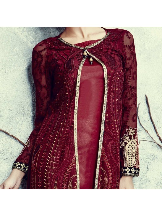 SJ4009 MAROON SAJAWAT GEORGETTE SALWAR KAMEEZ