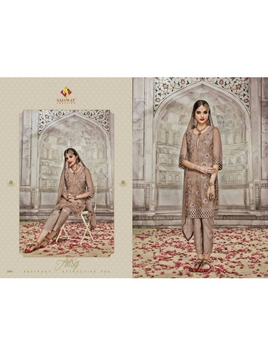 SJ5006 BROWN SAJAWAT MUMTAZ-2 EMBROIDERED SALWAR KAMEEZ