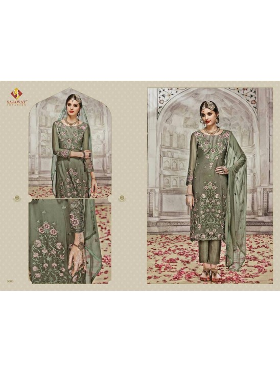 SJ5008 GREEN SAJAWAT MUMTAZ-2 EMBROIDERED SALWAR KAMEEZ