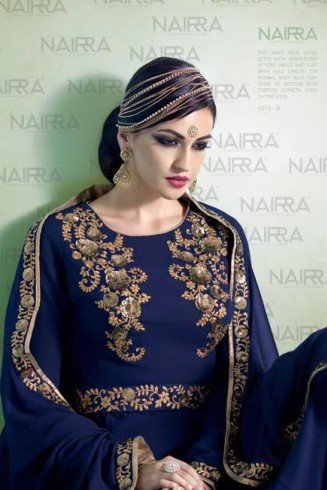 Navy Blue Pakistani Wedding Anarkali Gown