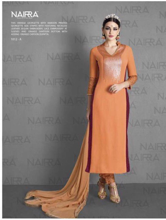 Orange Pakistani Designer Formal Straight Curt Suit