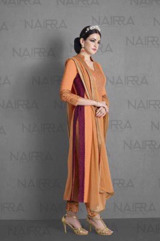 Orange Pakistani Designer Formal Straight Curt Suit