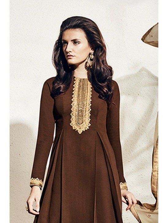 BROWN PLAIN SHALWAR KAMEEZ SUIT