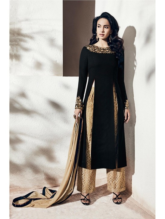 Black & Beige Pakistani Designer Salwar Suit