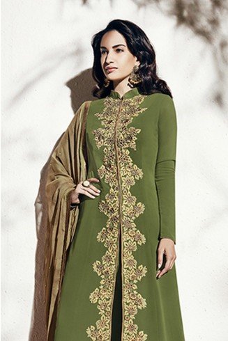 OLIVE GREEN INDIAN DESIGNER WEDDING SUIT