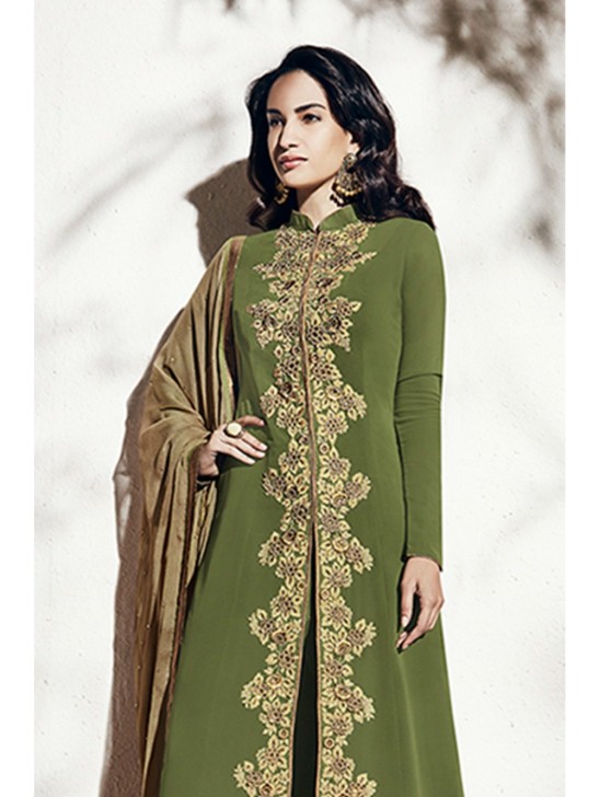 OLIVE GREEN INDIAN DESIGNER WEDDING SUIT