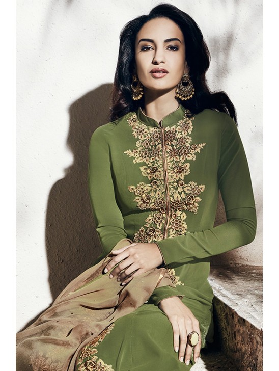 OLIVE GREEN INDIAN DESIGNER WEDDING SUIT