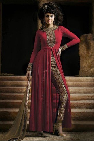 Red Authentic Indian Designer Party Wear Suit