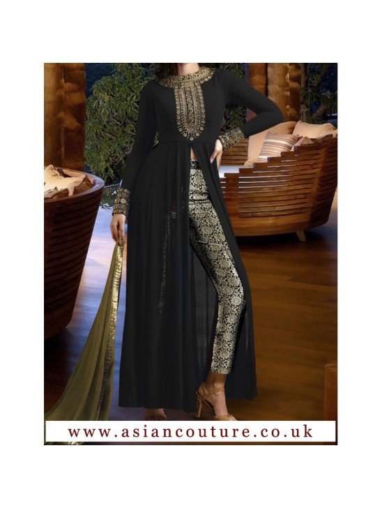 Black Party Dress With Silver Trouser