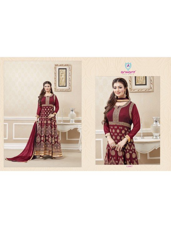 Maroon Maxi Dress Ayesha Takia Bollywood Anarkali Suit