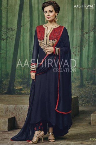 BLUE INDIAN DESIGNER ANARKALI SALWAR SUIT