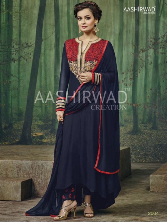 BLUE INDIAN DESIGNER ANARKALI SALWAR SUIT