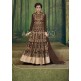 BROWN HEAVY EMBROIDERED WEDDING DRESS