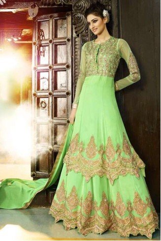  Light Green Designer Dress Maxi Gown  