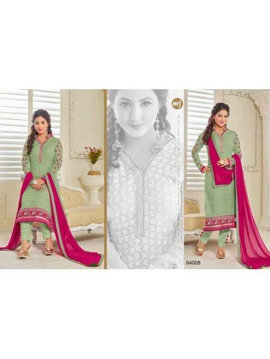 84008 GREEN MF AKSHINA  READY MADE EMBROIDERED CHURIDAAR SUIT