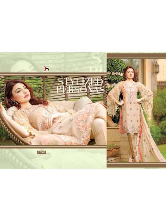 ZDS17005 LIGHT BROWN BAROQUE 2 BY DEEPSY GEORGETTE PAKISTANI STYLE SUIT