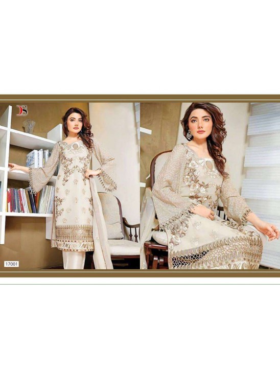 Beige Pakistani Designer Party Wear Salwar Kameez