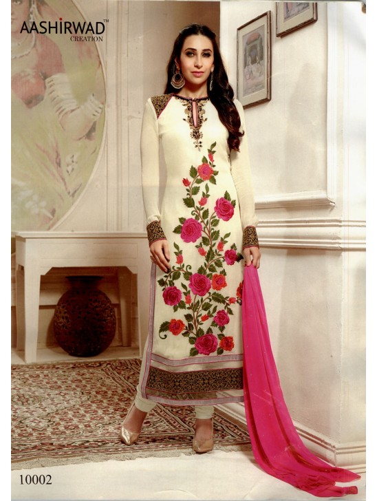 Cream & Pink Karishma Kapoor Salwar Suit Indian Designer Dress