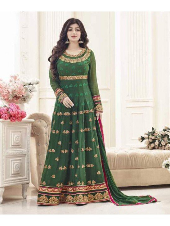 Green Fancy Embroidered Anarkali Gown