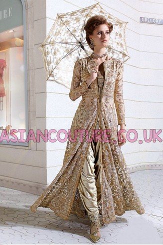 Z-12003 ORIGINAL BEIGE ZOYA WEDDING DRESS (5 Piece suit)