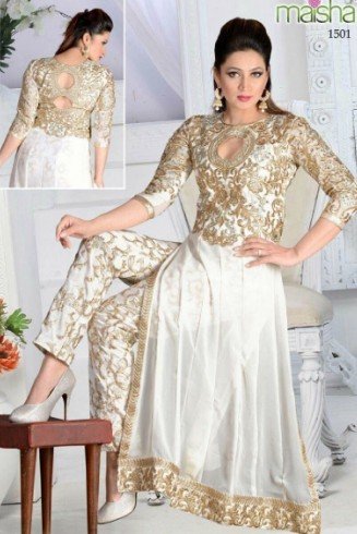 ZMS150B WHITE COLOUR MAISHA MASKEEN GAUHAR KHAN SALWAR KAMEEZ SUIT