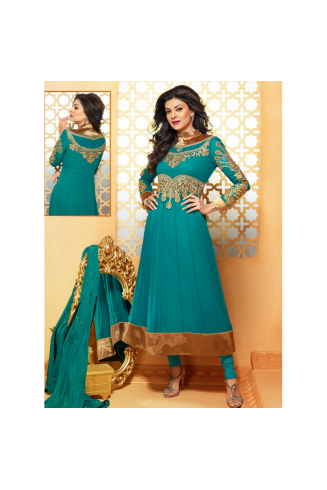 Turquiose Bollwood Anarkali Suit 