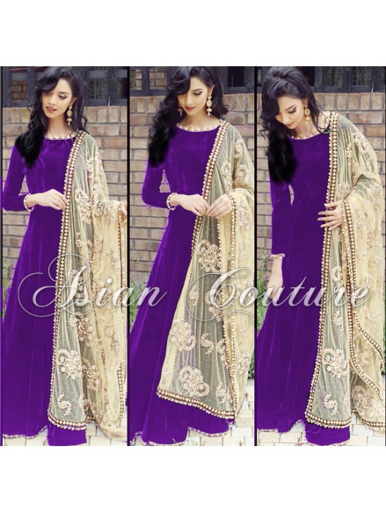 Purple Anarkali Dress Maxi Gown