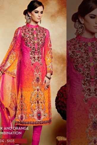 Pink and Orange Heer 2 By Kimora Party Wear Designer Dress