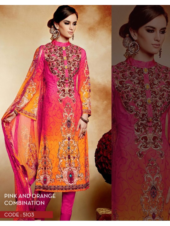 Pink and Orange Heer 2 By Kimora Party Wear Designer Dress