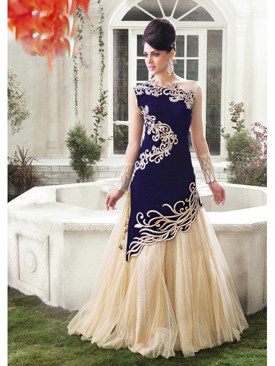 Dark Blue Zoya Empress Nonpareil splash lengha dress (replica)