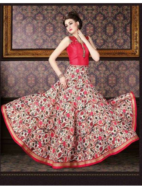 4708 PINK CHENAB DESIGNER EMBROIDRED FLORAL ANARKALI SUIT