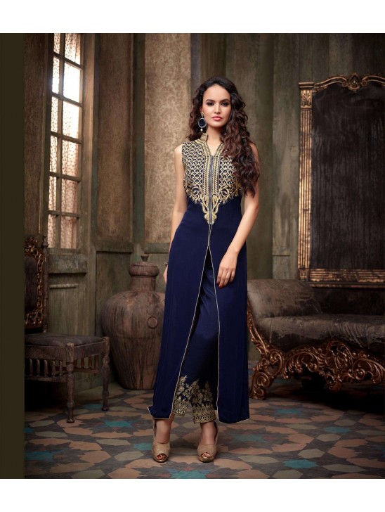 Dark Blue Salwar Suit Indian Designer Party Dress