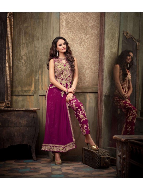 MA2205 Purple with Gold Maskeen Maisha Crush Dress