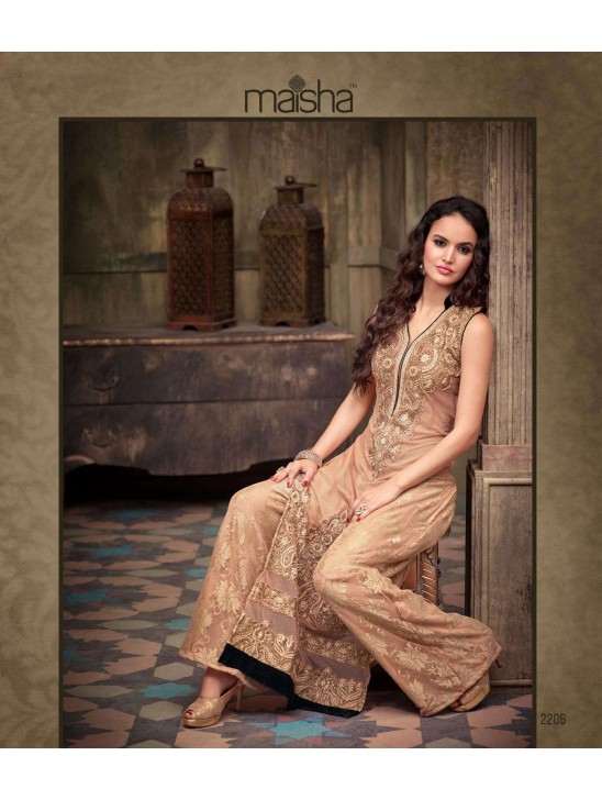 MA-2206 Peach Almond Chiffon Maskeen Maisha Crush Dress