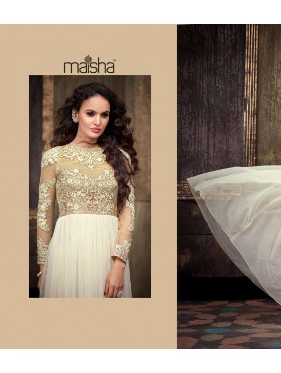 White Maskeen Maisha Crush Anarkali Grown (Ma2209) ( REPLICA )