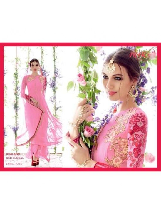 5307 Pink And Red Floral Heer Designer Suit