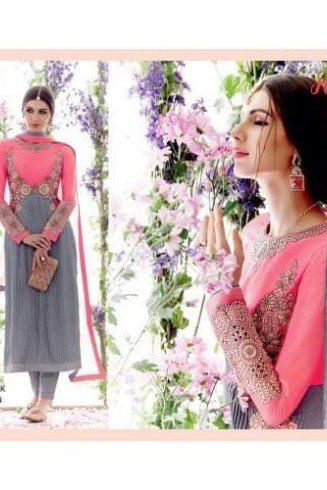 5309 Lilac Gray And Pink Heer Designer Suit 