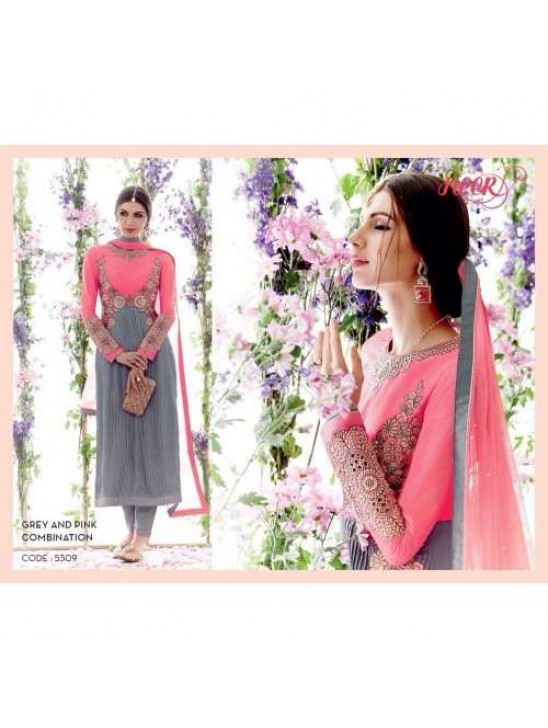 5309 Lilac Gray And Pink Heer Designer Suit