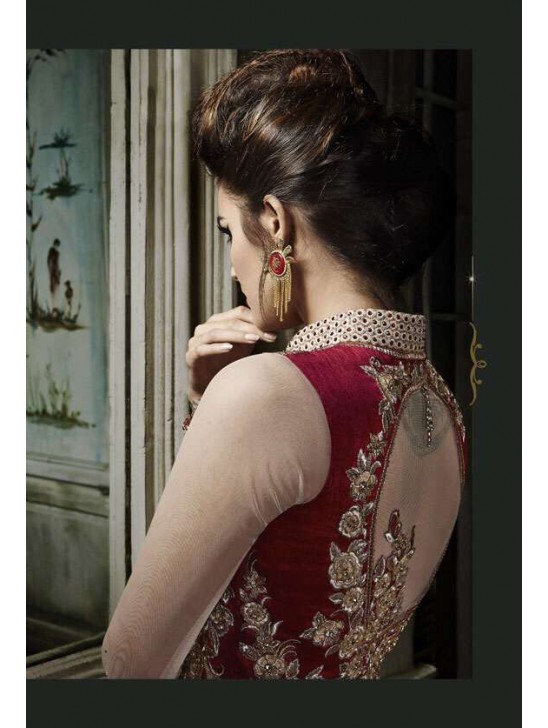 Red & Beige Indian Party Wedding Dress