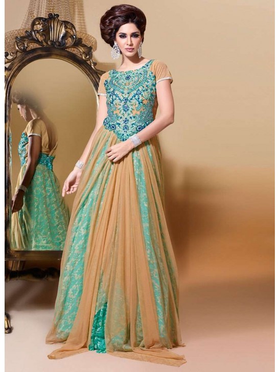 Gold LUSTROUS FLOOR LENGTH ANARKALI DRESS