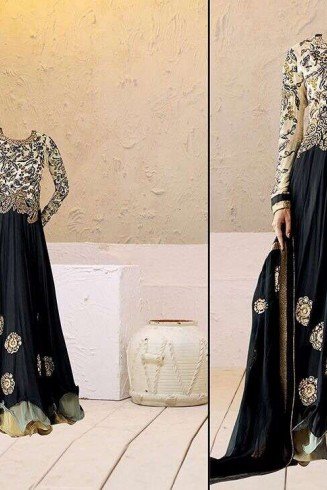 Black Georgette Floor Length Anarkali Dress