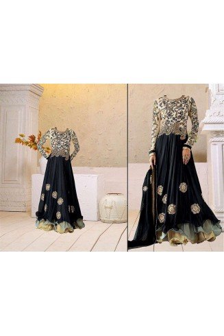 Black Georgette Floor Length Anarkali Dress