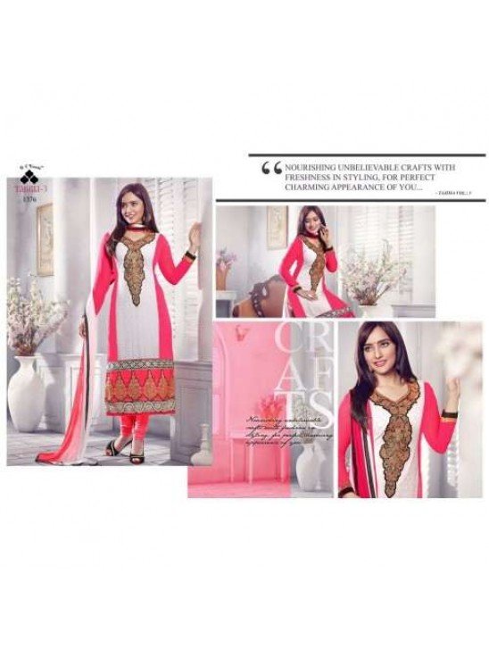 White and Pink NEHA SHARMA TAJIMA 3 PARTY WEAR GEORGETTE SALWAR SUIT