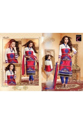 White and Red AYESHA TAKIA "BEGUM" PARTY WEAR SHALWAR KAMEEZ 
